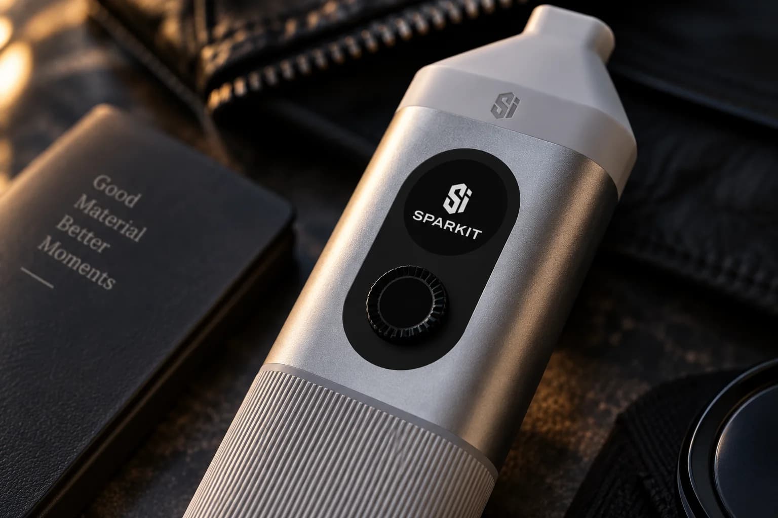 Close-up lifestyle view of SparkIt TRI anodized aluminum and controls