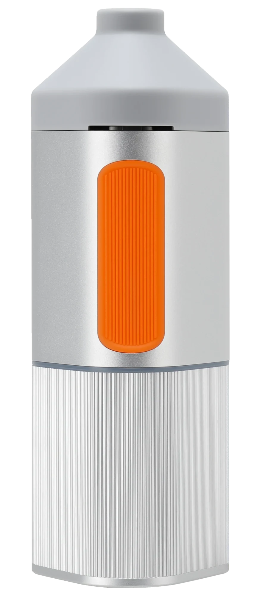 Rear of Silver SparkIt TRI with orange silicone grip and lower machined aluminum grooves