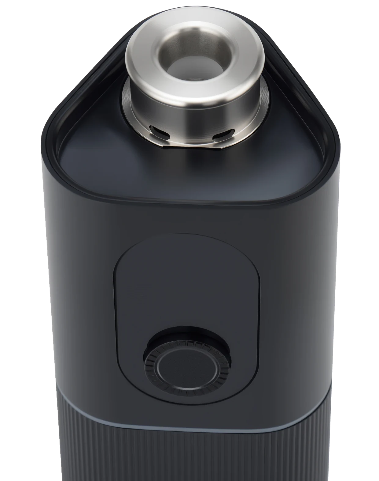 Actual Graphite SparkIt TRI upper assembly and exposed chamber-side metal fitting, viewed from above
